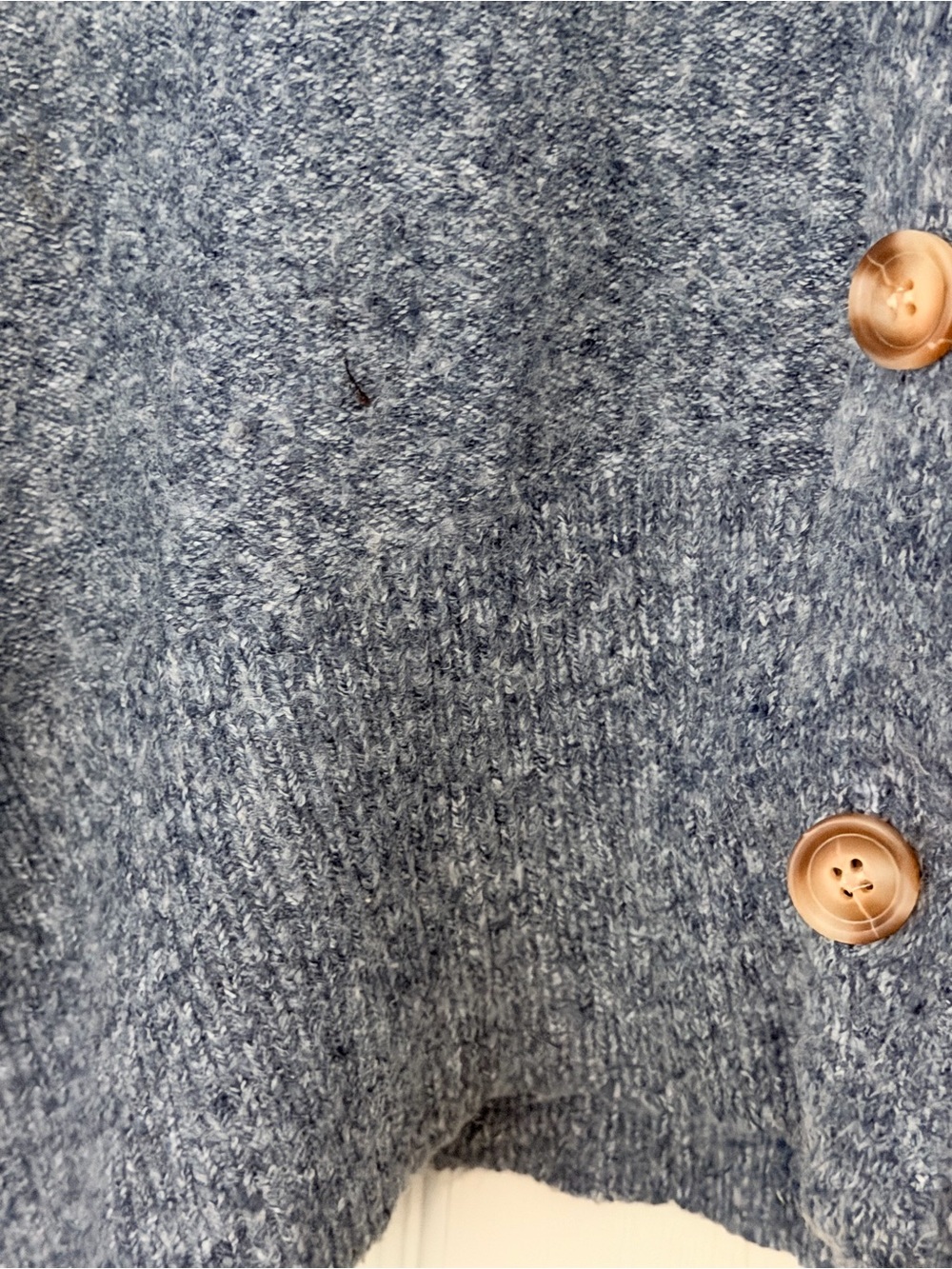 Women's Blue V-Neck Buttoned Cropped Cardigan Sweater - Picture 7 of 9